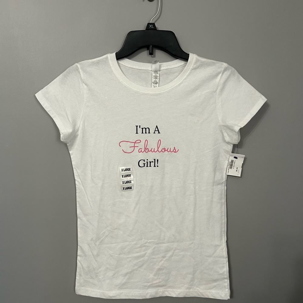 Next Level Apparel White and Pink Kids T-Shirt - Picture 1 of 3